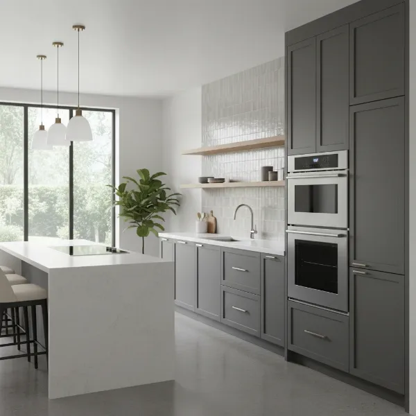 GE Profile Double Wall Oven installed in a modern kitchen with sleek cabinetry